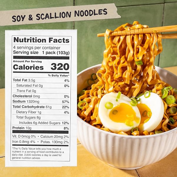 MOMOFUKU SOY & SCALLION RAMEN NOODLES BY DAVID CHANG, 4 PACK OF RESTAURANT QUALITY INSTANT NOODLES NOW WITH MORE SAUCE & 10G OF PROTEIN