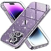 Choiche Compatible for iPhone 14 Pro Max Case Women Phone Case, Cute Bling Sparkly, Military Grade Protection, 3 Diamond Camera Lens Covers, 2 Tempered Glass Protectors, 6.7 inch (Glitter Clear)