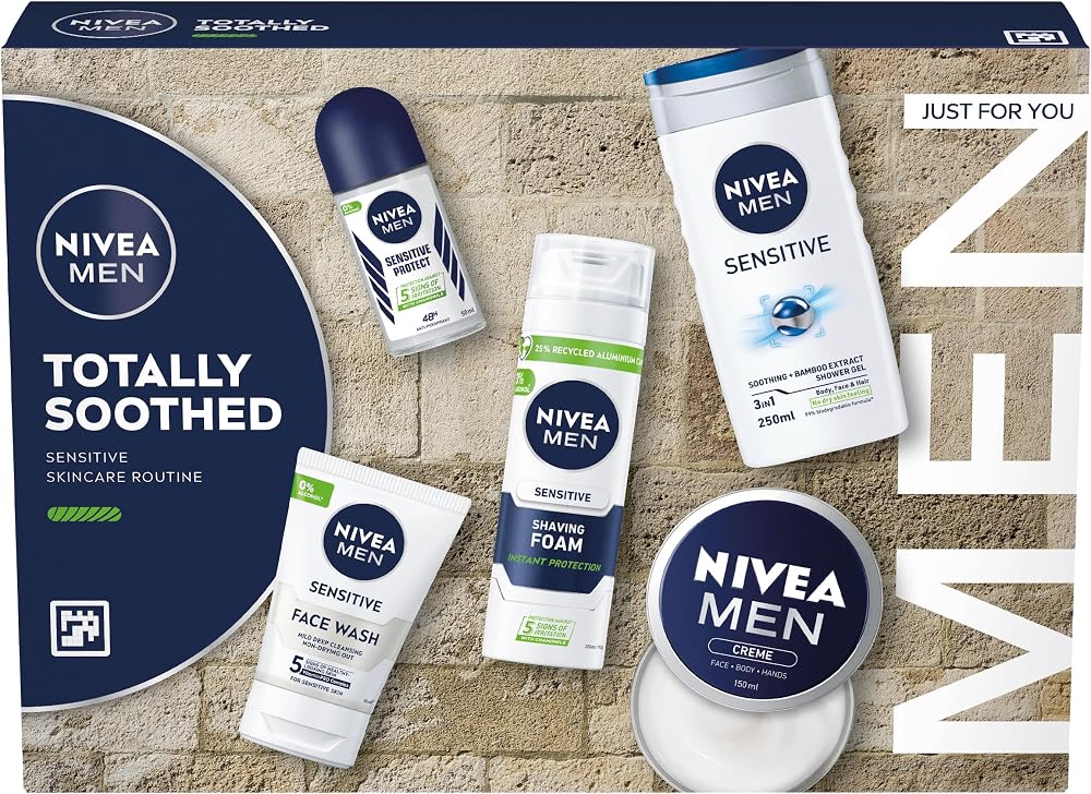 NIVEA MEN Totally Soothed Gift Set – 5-Piece Skincare for Sensitive Skin
