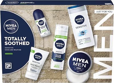 NIVEA MEN Totally Soothed Gift Set – 5-Piece Skincare for Sensitive Skin