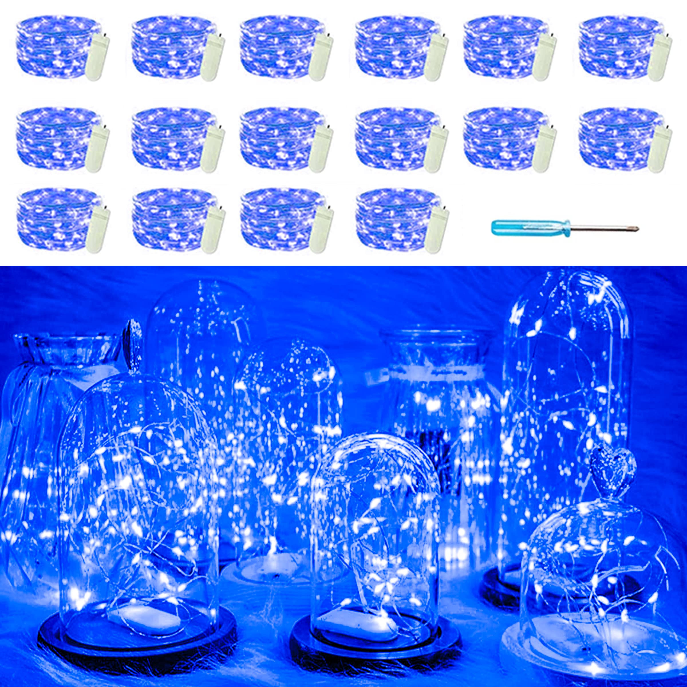 SunKite 16 Packs 20 LED Blue Fairy String Lights