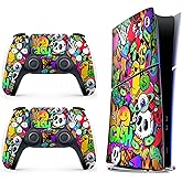 Skin Sticker for Game Console 5 Slim Version, Both Disc & Digital Edition - Sticker Bomb, Removable Decal Cover for 2 Controllers & Console
