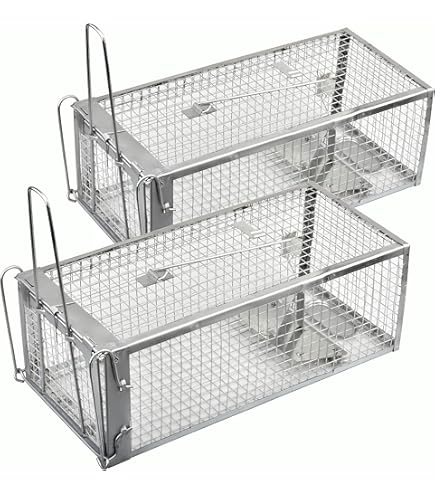 HOMESTEAD Fold-Flat Live Animal Trap - 14"x7"x8" Steel Cage For Humane Catch & Release Of Rodents