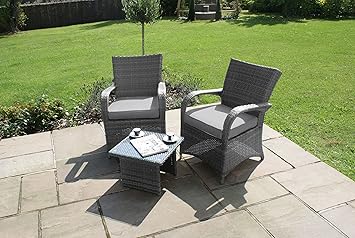 Maze Rattan Rattan Texas 3pc Lounge Set Garden Furniture - Grey Weave