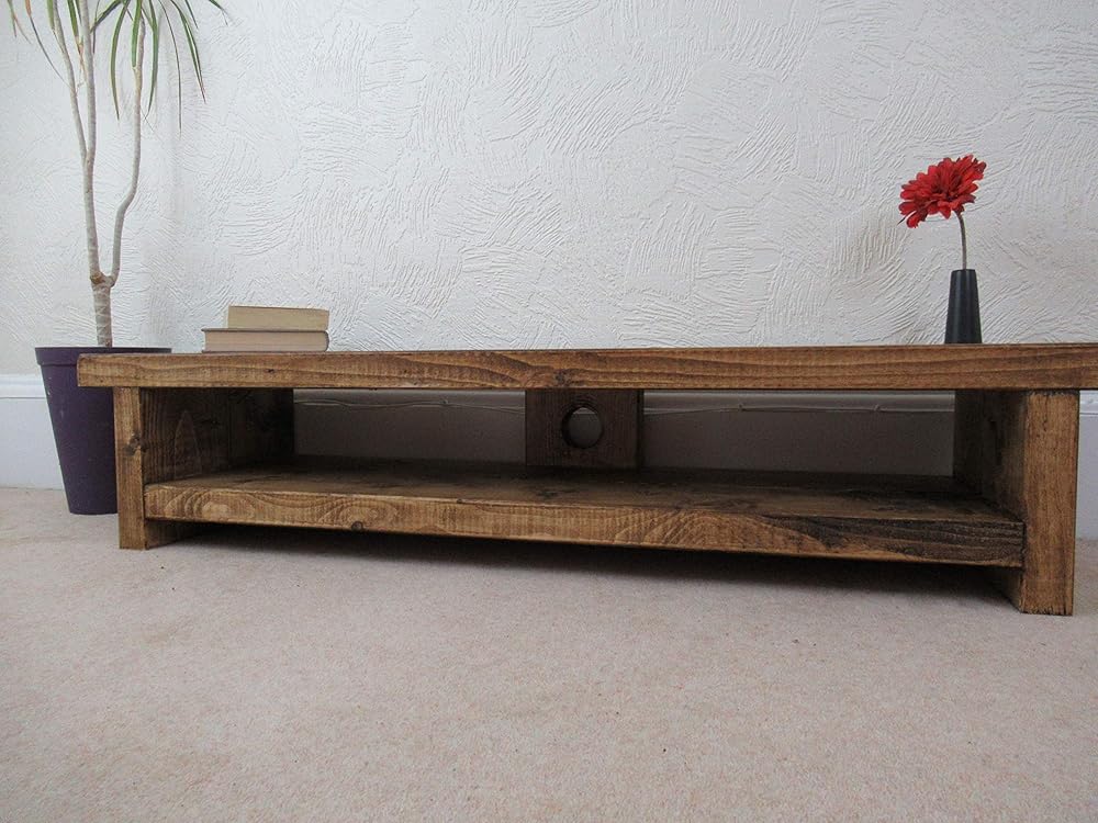 Tv table very low rustic wood plasma lcd low tv stand unit table for