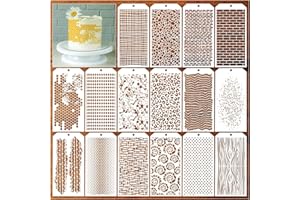 BOQON 16 Pieces Stencils for Painting, Abstract Texture Stencils Crafts Reusable Layering Stencil Brick Shoe Pattern Templates for Drawing Card Making Canvas Furniture Paper