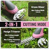 WORKPRO 2 in 1 Cordless Hedge Trimmer Grass Shear 7.2V 2000mAh Pink view 2