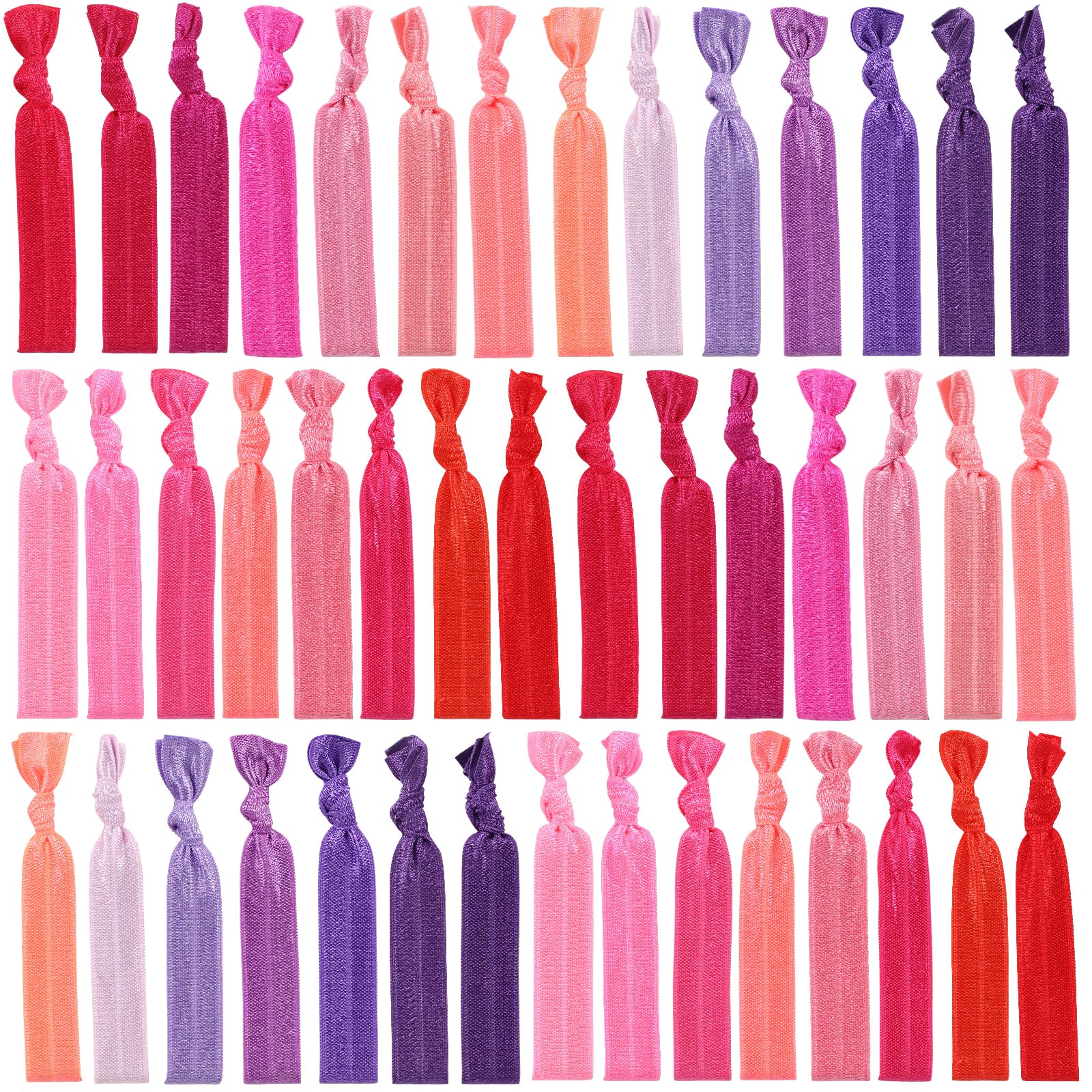 Photo 1 of 79style 120pcs Elastic Fabric Hair Ties Ribbon Hair Ties Knot Knotted Ponytail Holders No Dent Soft flat Hair Ties For Girls Hair Bands Hair Accessories (24 Colors Neon Pink)