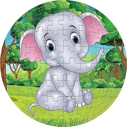 Pola Puzzles Elephant Circular Tiling Puzzles 60 Pieces for Kids Age 5 Years and Above Multi Color Size 29CM X 29CM Jigsaw Puzzles for Kids