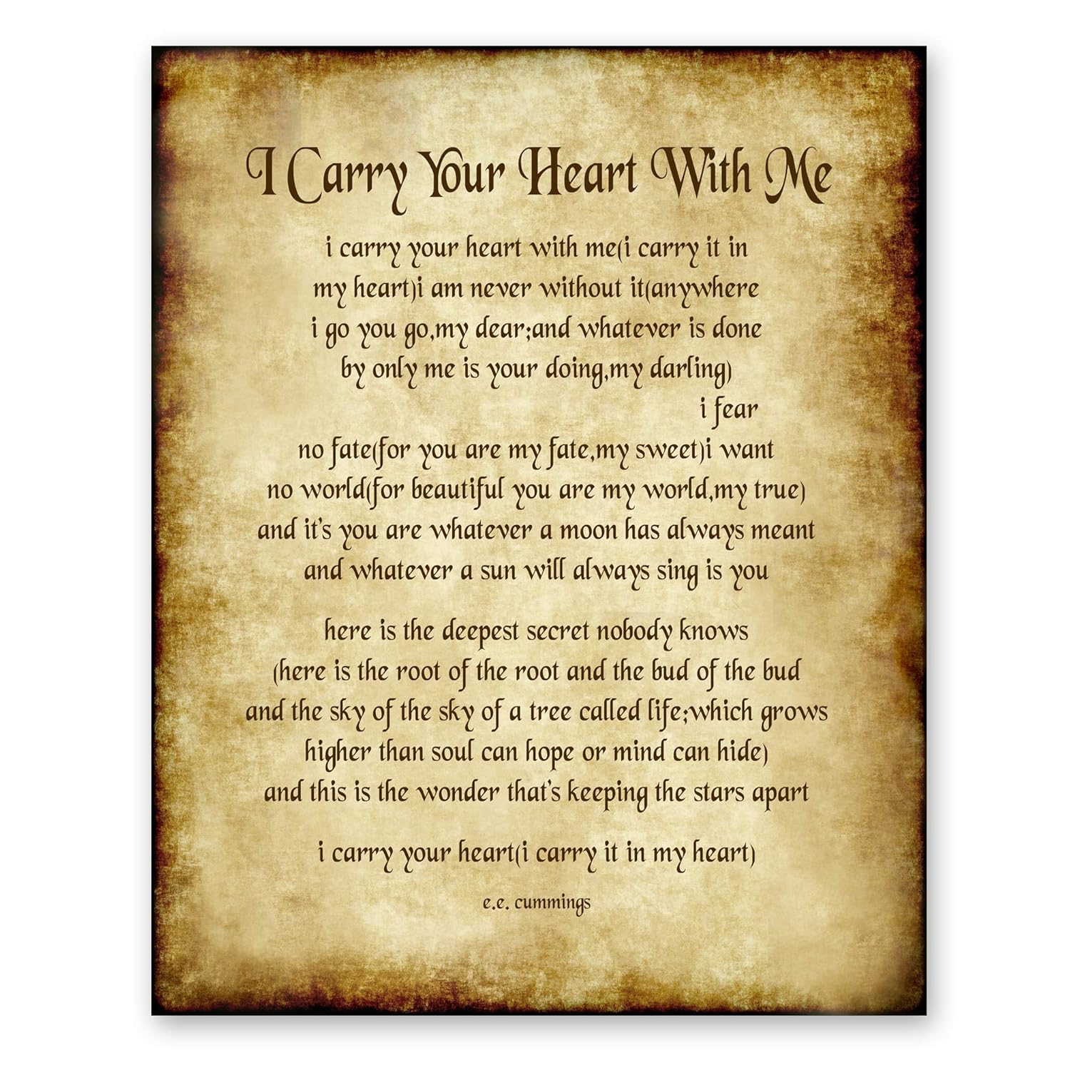 Amazon I Carry Your Heart With Me Poem By E E Cummings Home Decor