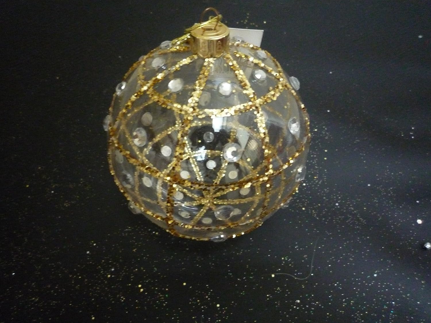 Gisela Graham Large Gold Glitter Jewelled Bauble Christmas Tree