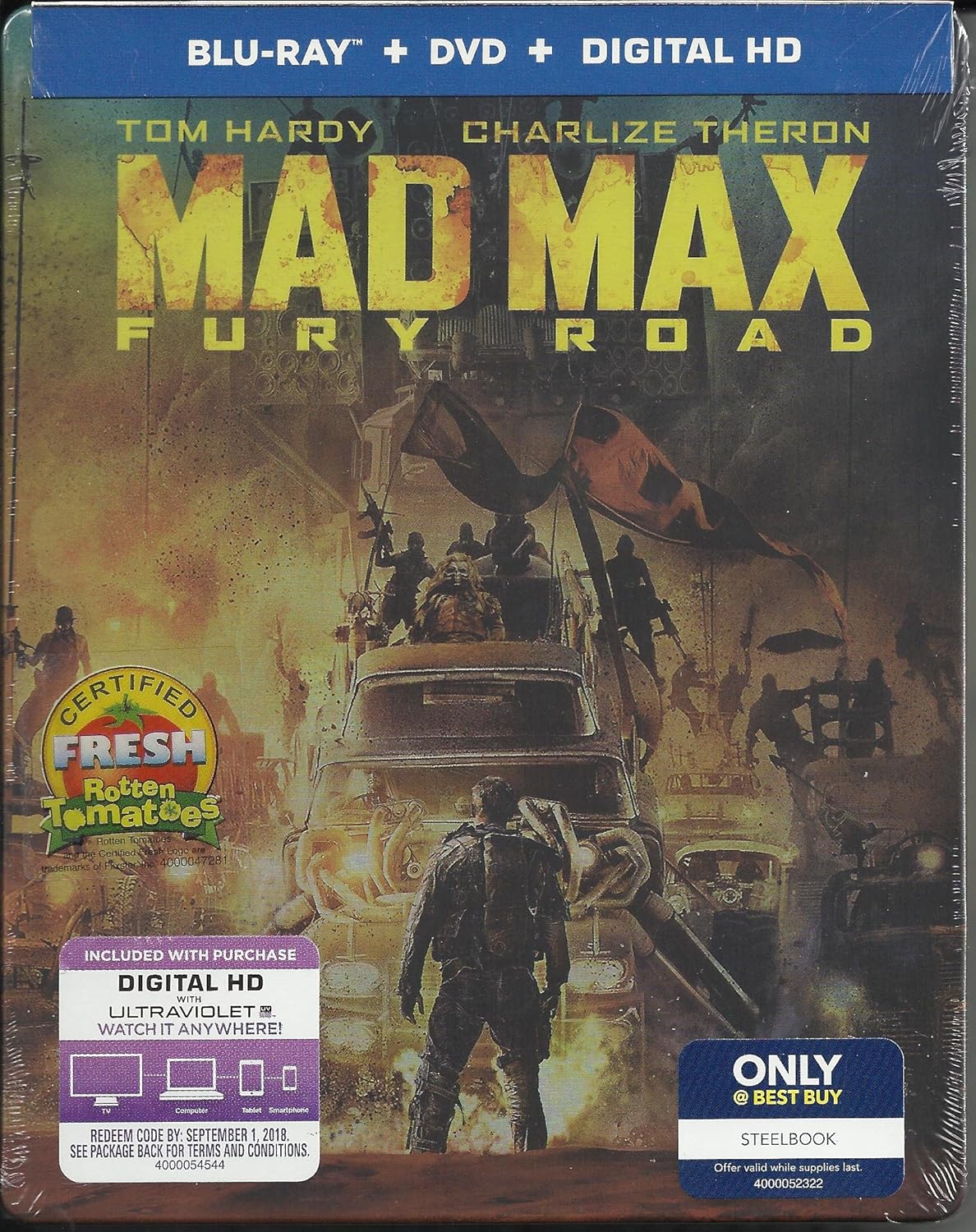 Mad Max Fury Road SteelBook [Bluray] Tom Hardy, Charlize Theron, Nicholas Hoult