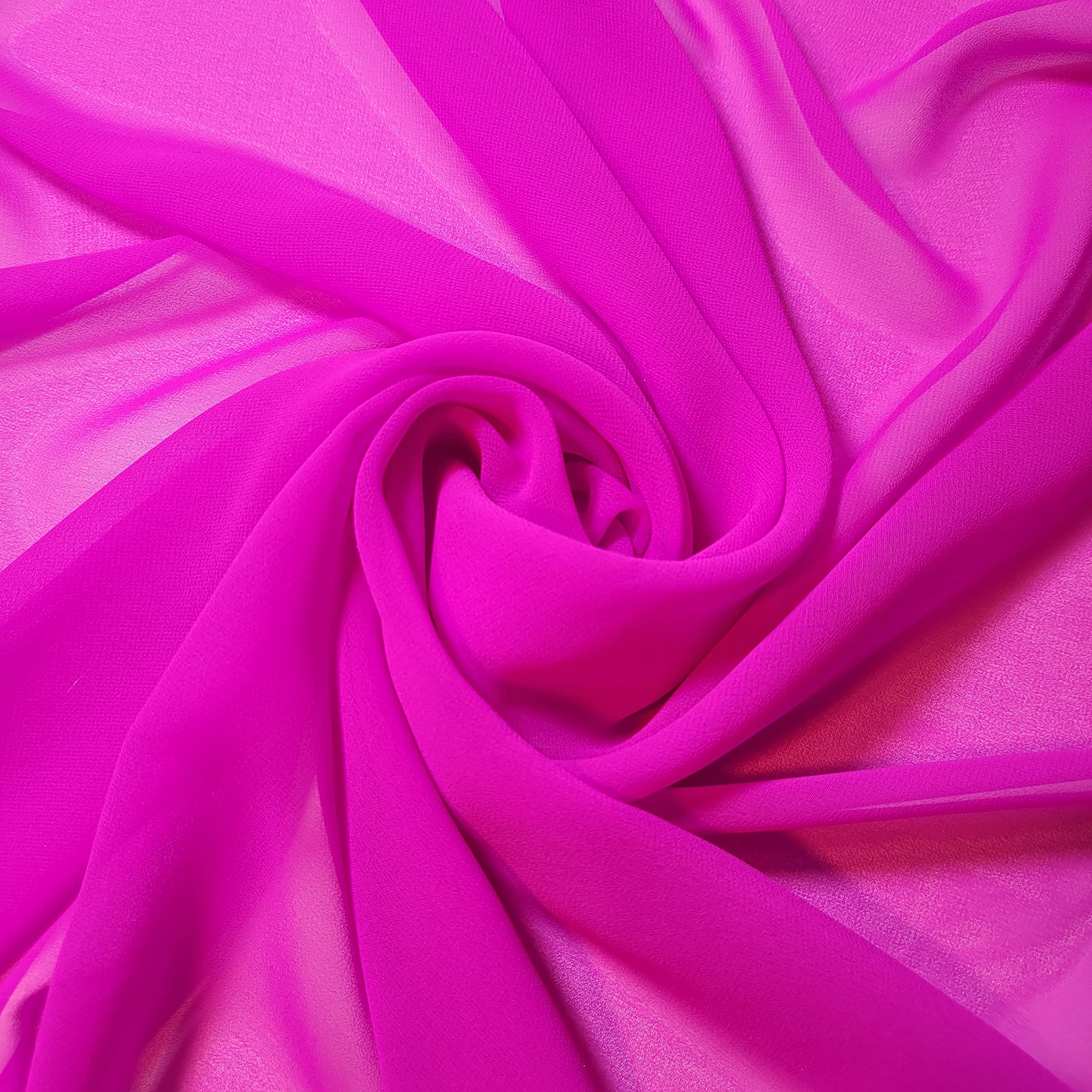 Chiffon Sheer Fabric Plain Soft Polyester Wedding Arch Dress Craft Material 44" (10 Meter, Hot Pink (22))