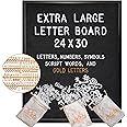 Black Felt Letter Board Black Frame 24x30 Inch with Gold Letters, Back to School Big Felt Board, Large Felt Letter Board, Large Menu Board, Felt Board Large Message Board Large Black Letter Board…