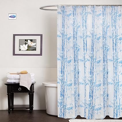 Clasiko PVC Plastic Bath Shower Bathroom Curtain with 8 Hooks (54x78-inch, Blue)