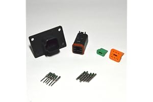 Deutsch 6-pin 14-16AWG Flange Black Connector Kit Solid Contacts (Made in USA)