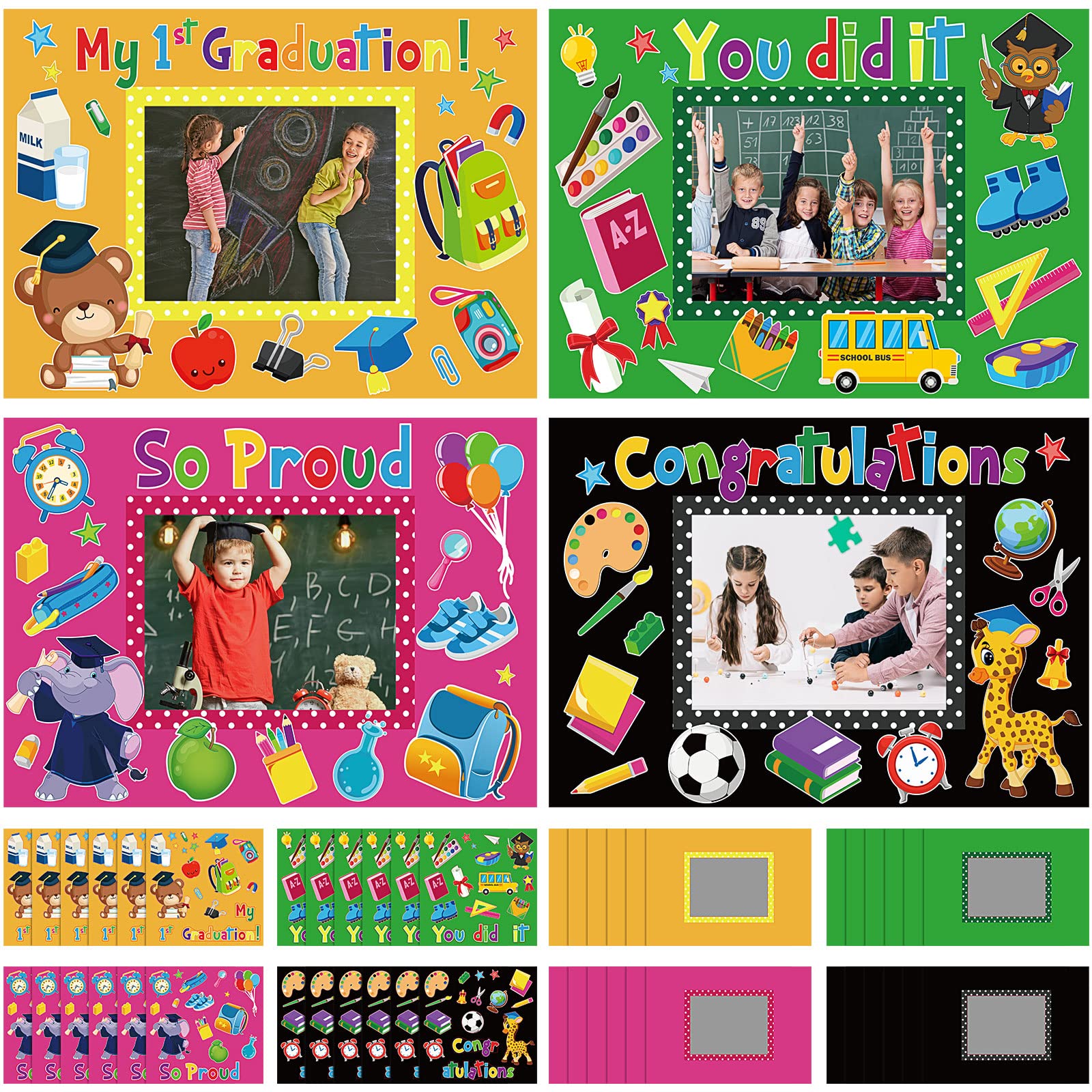 Photo 1 of 24 Sets Graduation Picture Frame Congrats Grad Party Favor Kindergarten DIY Craft Picture Frame School Photo Frame Craft Kits for Kids Arts Craft Preschool Party Decoration Classroom Game Activities