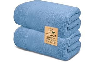 Softolle 100% Cotton Luxury Bath Sheets - 35" x 70" - 600 GSM Cotton Towels for Bathroom - Set of 2 Super Soft, Highly Absorbent Bath Sheet - Oeko-Tex Certified (Slate Blue)