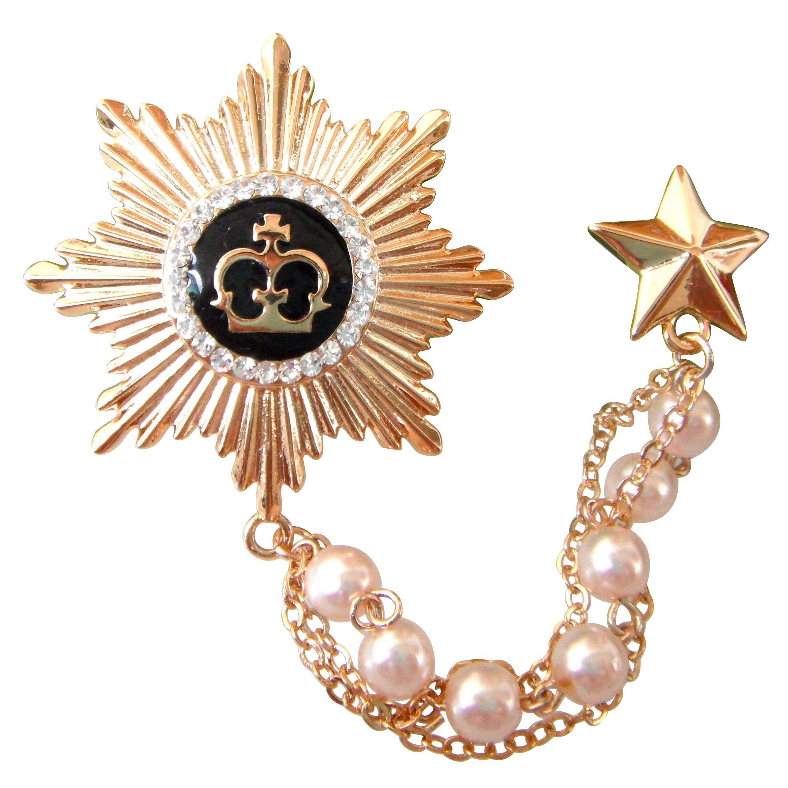 Navachi 18k Gold Plated Crystal Medal of the Royal Az7673b Brooch Pin