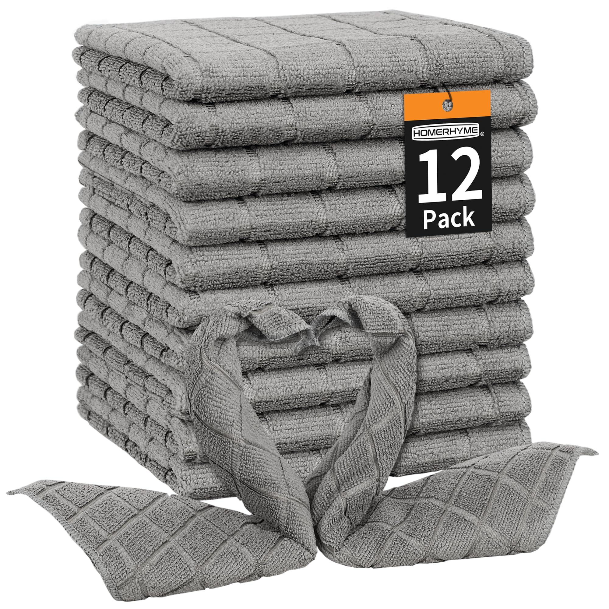 Photo 1 of HOMERHYME Microfiber Washcloths, 12 Pack Wash Cloths Face Towels, Soft Lint Free Quick Dry Bulk Absorbent Reusable Cleansing Cloths Hand Towels for Bathroom, Gym, Salon, Spa, Hotel, Grey