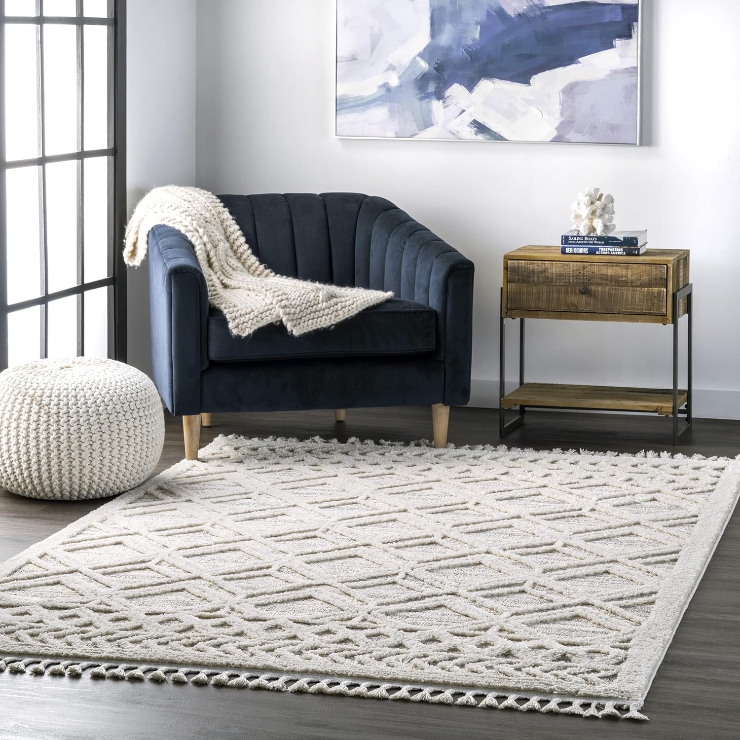 Rugs, Pads & Protectors - nuLOOM Ansley Moroccan Lattice Tassel Area Rug, 6' 7