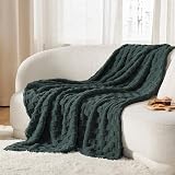 Bedsure Fleece Throw Blanket Soft Checkered Dark Green 152x203 cm view 5