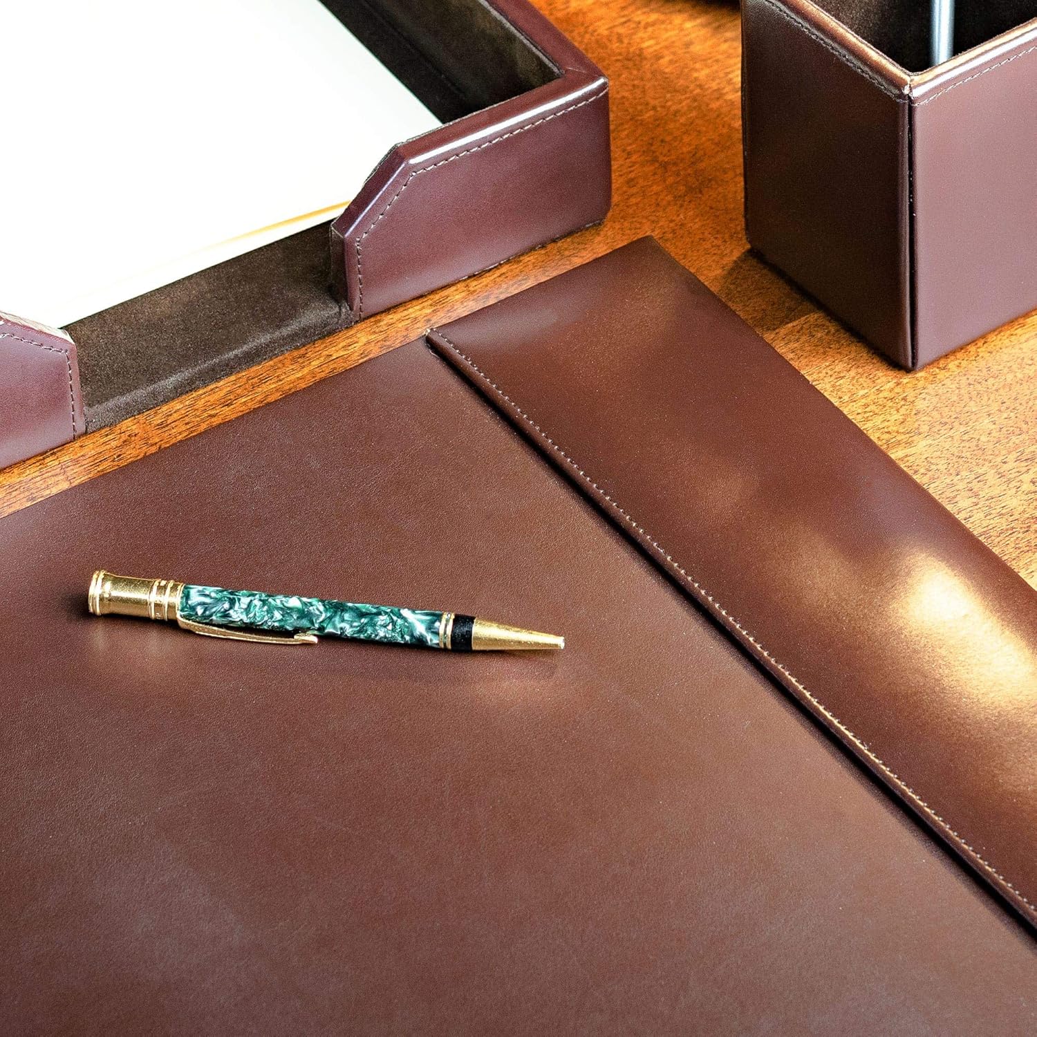 Dacasso Brown Econo-Line Leather Desk Pad, 30 by 18 Inch: Home & Kitchen