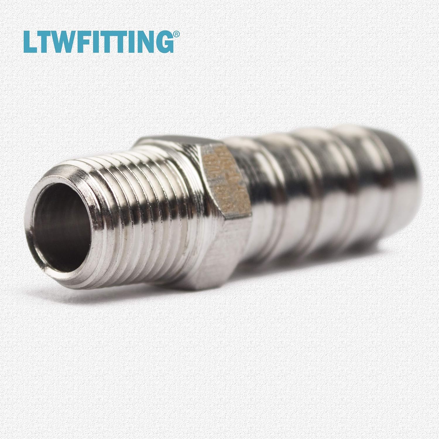 LTWFITTING Stainless Steel 316 Barbed Fitting Connector 1/8" Male BSPT x 3/8"(10mm) Hose Barb Fuel Gas Water (Pack of 5) - Image 4