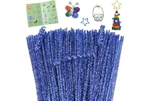 Giwrmu 100 Pieces Pipe Cleaners Chenille Stem, Glitter Sapphire Blue Pipe Cleaners Craft, Fuzzy Sticks Craft Supplies, Colored Pipe Cleaner for Creative Handmade DIY Art Craft Project