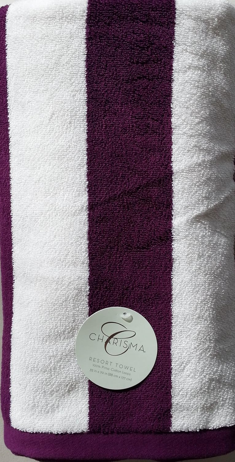Charisma Resort Beach Towel (Purple Majesty Cabana Stripe