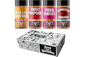 Fire & Smoke Society The Core Four Variety Pack | BBQ Rubs and BBQ Seasonings for Smoking and Grilling | Fathers Day | Large Spices Set (4-Pack)