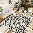 OLANLY Waterproof Outdoor Rug 6x9 ft, Reversible Plastic Straw Patio Rug for Camping, RV Mat Outside, Indoor Outdoor Carpet for Porch, Deck, Backyard, Camper, Balcony, Picnic, Black & Beige
