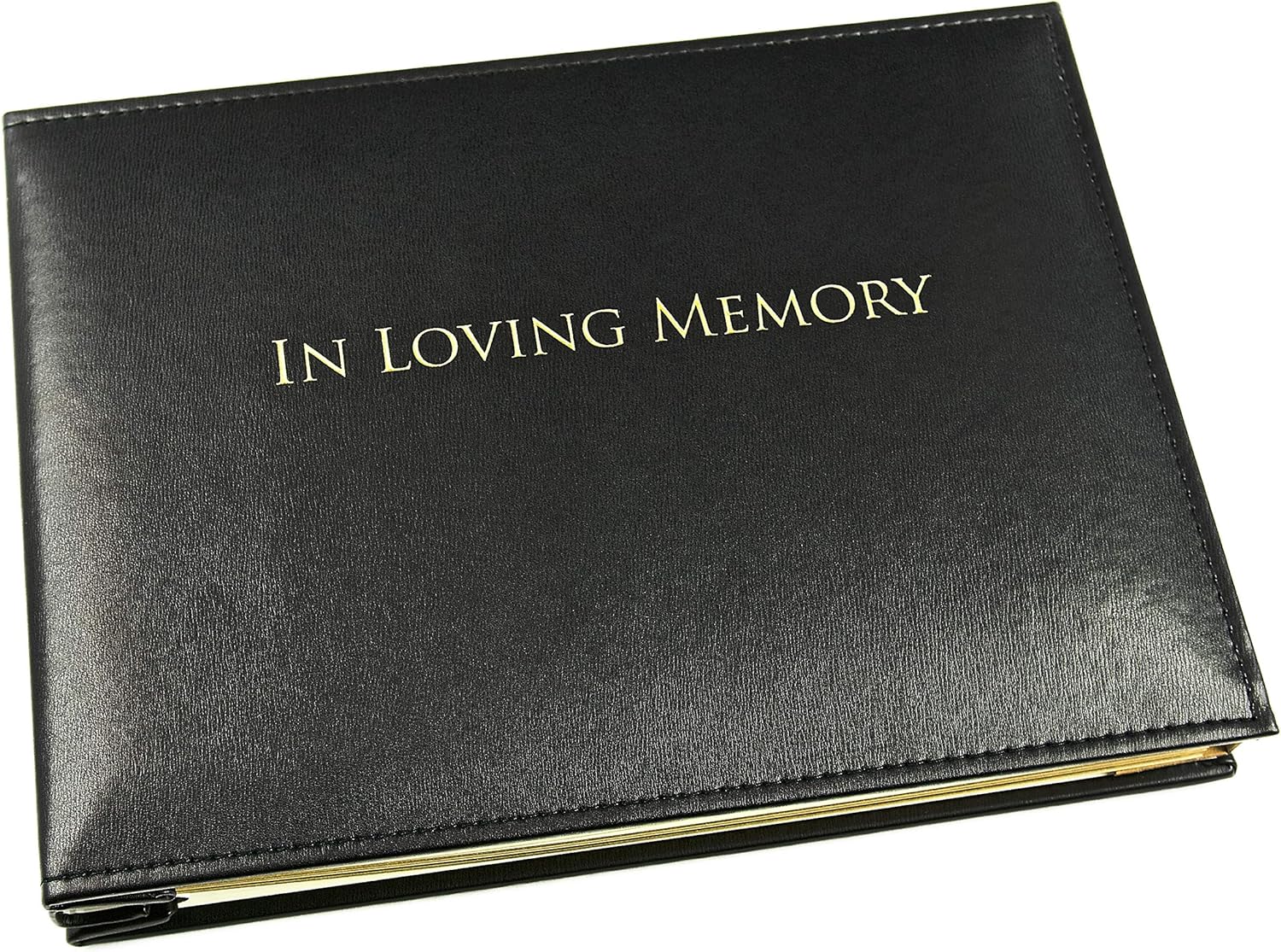 in Loving Memory Condolence Book, 50 Loose Leaf Pages with Gold Gilt Edges & Storage Box