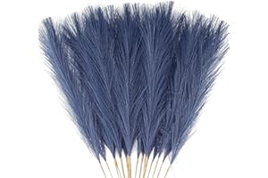 Acfruits 20Pcs Navy Blue Faux Pampas Grass Decor, 21.7" Pompas Grass Flower Arrangement and Vase Filler for Boho Home Wedding Decoration