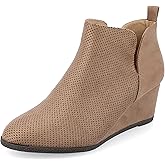 Journee Collection Women's Mylee Pull On Wedge Booties - Taupe - 12