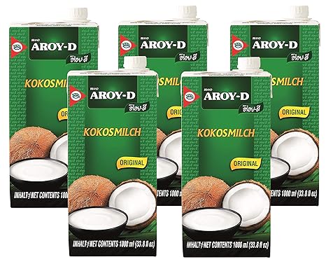 Aroy-D - Kokosmilch - 5er Pack (5 x 1 Liter)