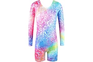 BAOHULU Gymnastics Leotards for Toddler Girls Long Sleeve Sparkle Stripes Tank Biketards Dance Unitards
