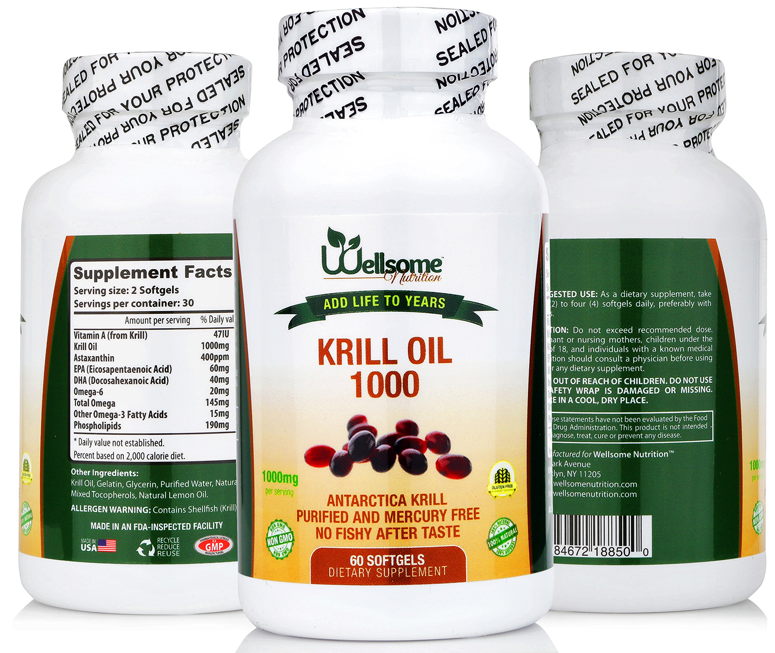 Pure Antarctic Krill OilContains DHA & EPA Omega 3s & Phospholipids