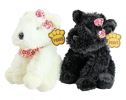 Amazon Com Paws Set Of Two Black White West Highland Terrier Westie Dog 10 25 Cm Plush Soft Toys Toys Games
