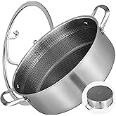 LOLYKITCH 7 QT Tri-Ply Stainless Steel Non Stick Sauté Pan with Lid,12 Inch Deep Frying Pan,Large Skillet,Jumbo Cooker,Induction Compatible,Heavy Duty and Oven Safe.