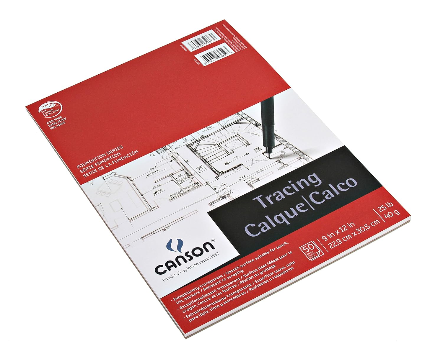 Painting Drawing Art Supplies Fold Over Canson Foundation Tracing Paper Pad For Ink 50 Sheets 25 Pound Pencil And Markers 14 X 17 Inch Arts Crafts Sewing