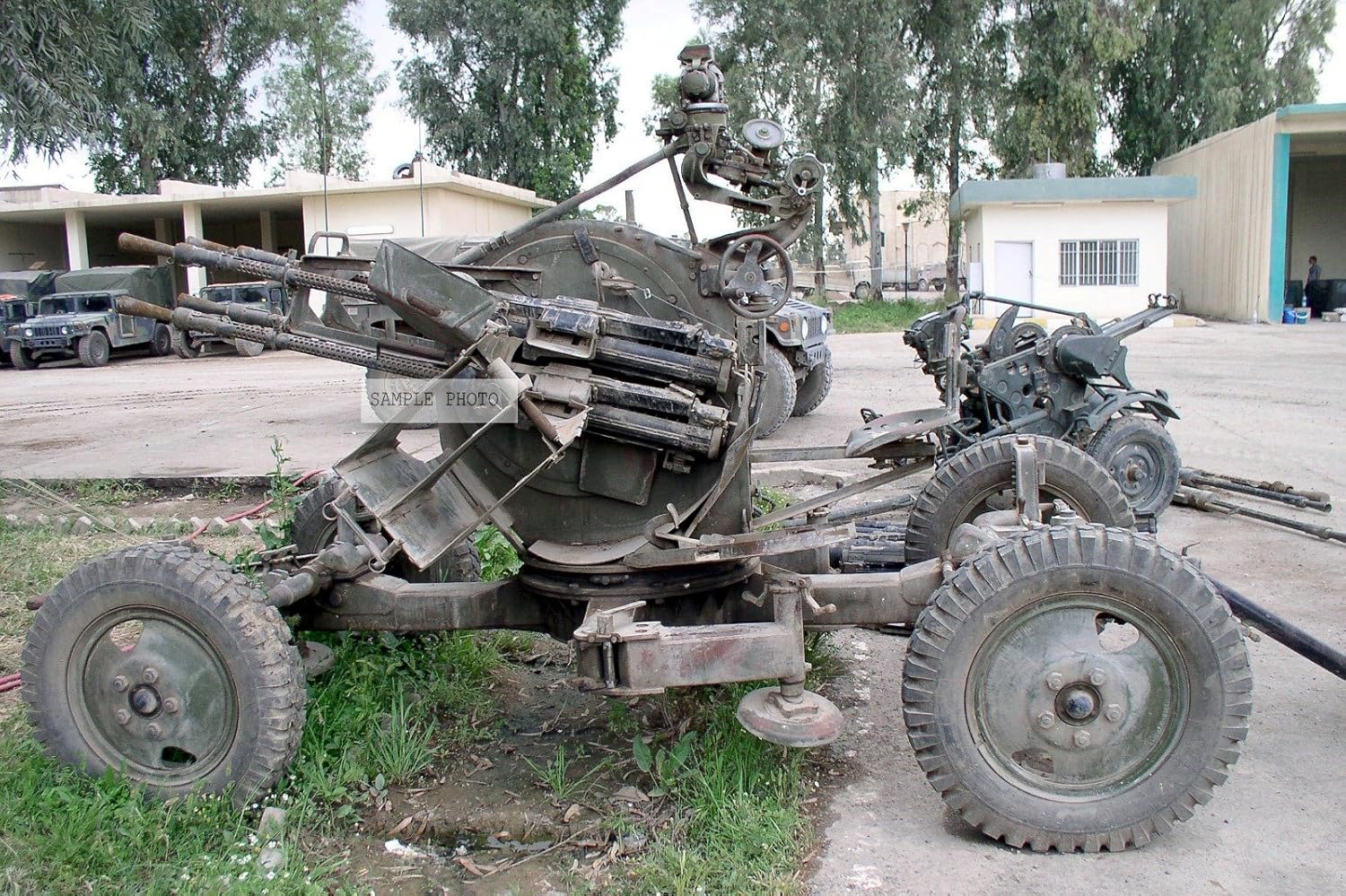 Amazon Com Photo An Abandoned Russian 14 5 Mm Zpu 4 Anti Aircraft Machine Gun Foreground And A Russian 14 5 Mm Zpu 2 Anti Aircraft Machine Gun Found At Mosul Airport In The Background Are Us Army Usa