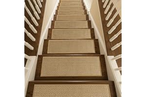 HEYRSUN Stair Treads Non Slip Indoor, 10Pcs 8"x30" Stair Runners for Wooden Steps with Carpet Tape, Peel and Stick Stair Carp
