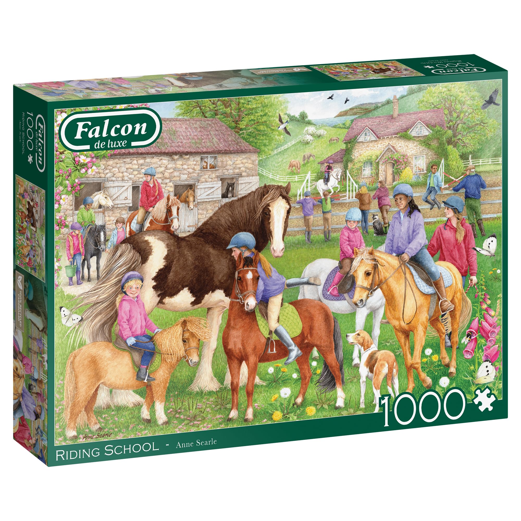 Falcon de Luxe Riding School Adult 1000-Piece Jigsaw Puzzle by Anne Searle - Exquisite Equestrian Center Scene - Premium Recycled Board - Eco-Friendly Packaging