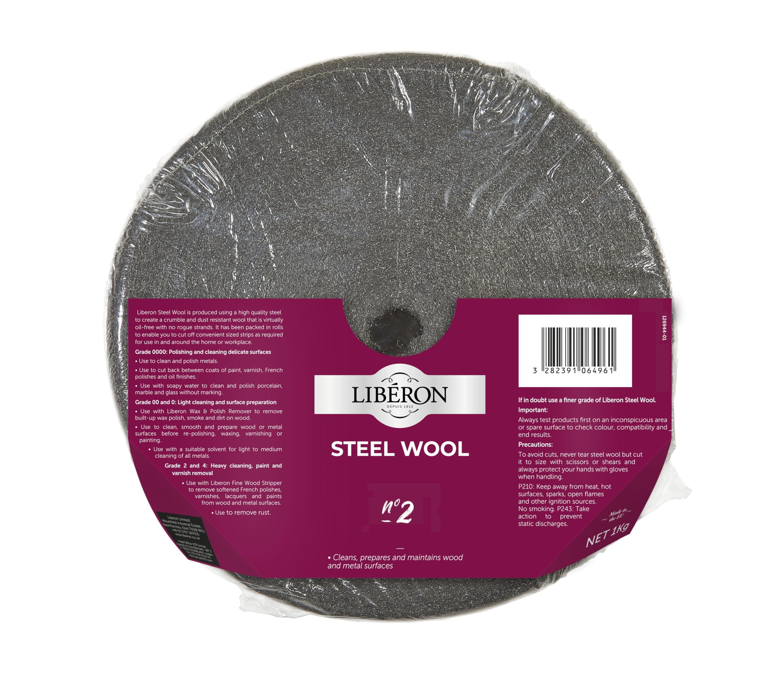 Libéron Steel Wool - Ideal For Heavy Cleaning - Perfect For Paint & Varnish Removal - Removes Rust - Grade 2 (Medium) - 1kg