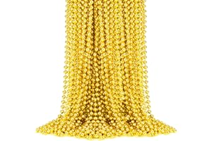 OCTERIC 60 Pack Mardi Gras Beads Bulk, Gold Metallic Mardi Gras Beads,33 Inch-Long Carnival Necklaces Accessories for Parade Throws Party Decorations Supplies Favors