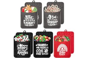 GROBRO7 10Pcs Teacher Appreciation Gifts Pot Holders How Sweet it is to Be Taught by You Cotton Potholder Microwave Oven Mitt Thank You Teachers Gifts for Back To School Graduation Retirement Birthday
