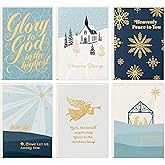 Hallmark Religious Christmas Card Assortment, Heavenly Peace (36 Cards and Envelopes) Dusty Blue and Gold Foil