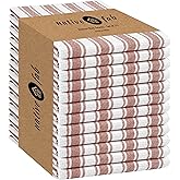 Native Fab Kitchen Dish Towels 16x26 inches - Set of 12 - Basket Weave 100% Cotton Striped Tea Towels, Wash Cloths for Drying Dishes, Absorbent Hand Towels with Hanging Loop - Rust