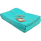 TARAN LIVING Kitchen Towels with Hanging Loop, 100% Cotton Solid Kitchen Dish Cloths, Valentine Decor Kitchen Hand Towel Reusuable Dish Towel for Cleaning, Drying, 18"x 28", Pack of 6 Teal